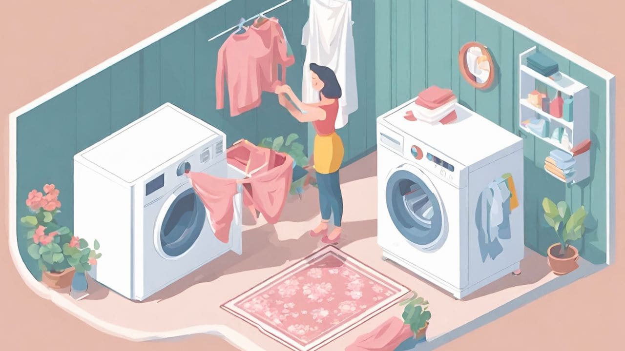洗濯をする主婦